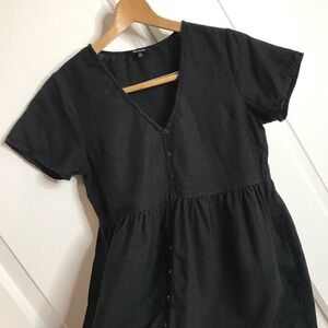 Madewell Alexandra Black Linen Blend Mini Dress Size XS